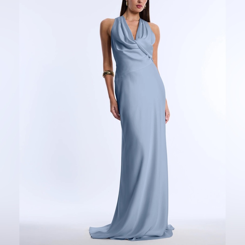 BCBGMaxAzria Light Blue Draped Cowl Neck Dress NWT